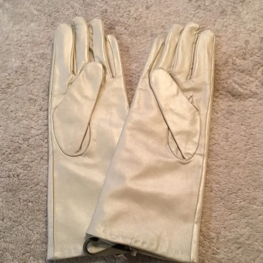 Vintage Jerry Lewis Pearl White Leather Gloves Size Medium